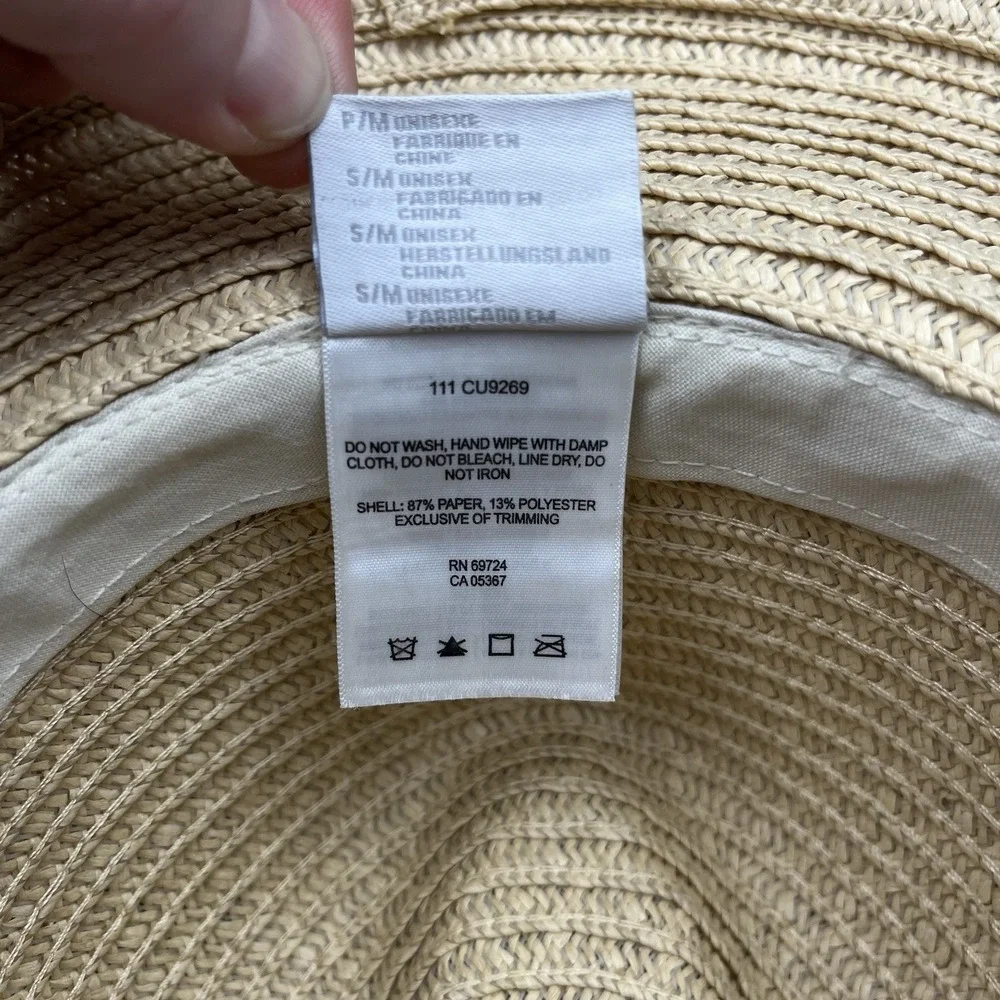 Columbia Straw Beach Sun Floppy Hat Unisex‎ Size S/M Braided Leather